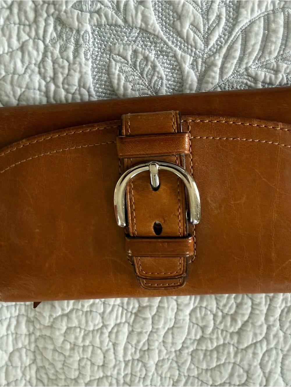 Coach Tan Leather Buckle Wallet